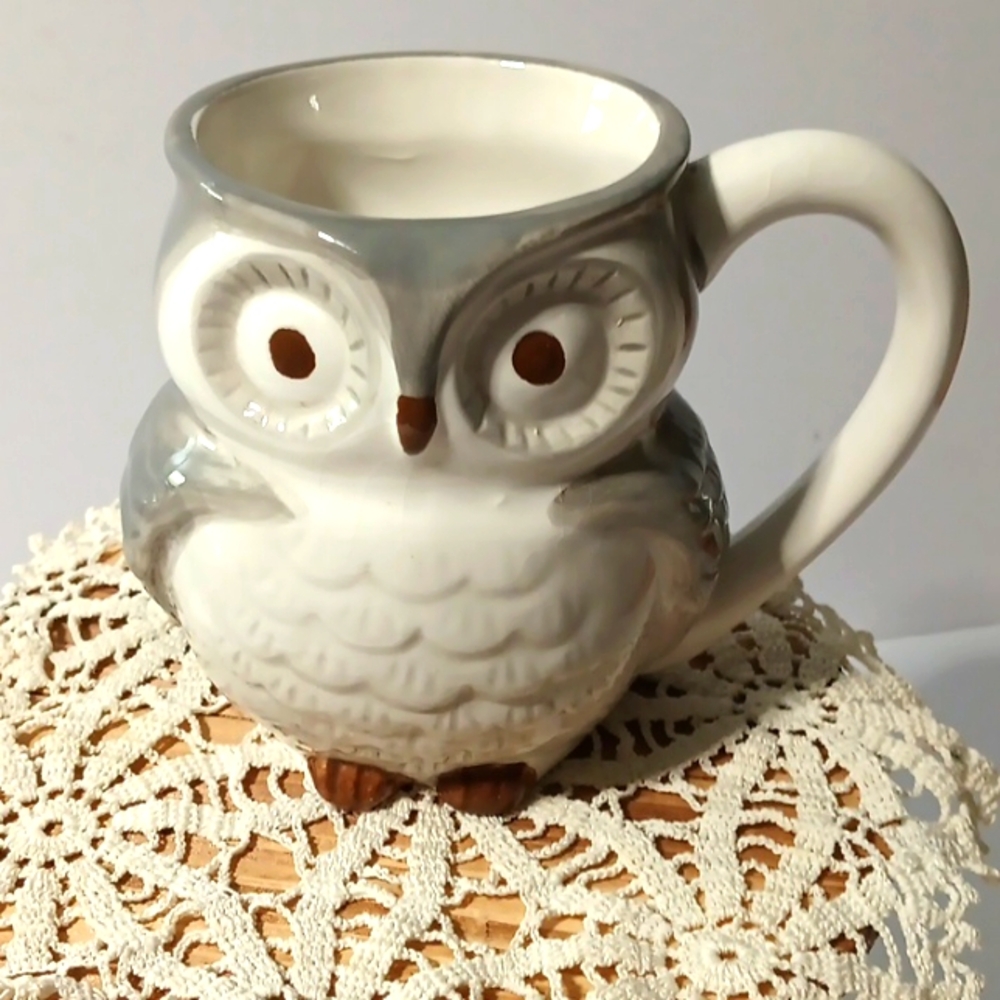 Coffee mug owl with surprise baby owl inside. Vintage. World Market 15 oz